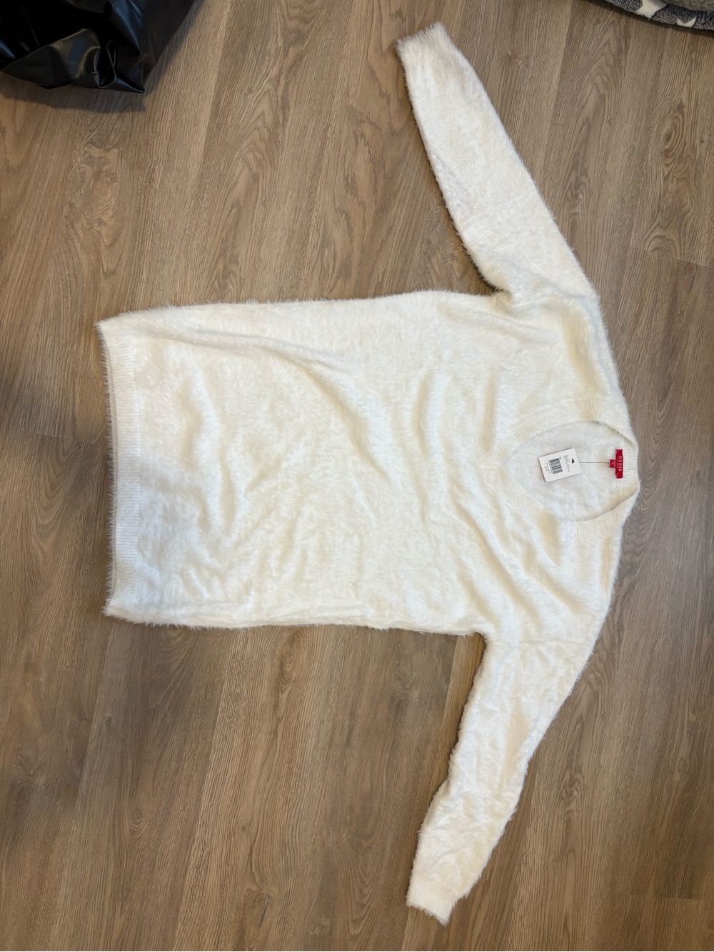 Guess Cream Fuzzy Sweater Dress